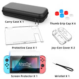 HEYSTOP Switch Case Compatible with Nintendo Switch, 12 in 1 Accessories kit with Carrying Case, Dockable Protective Case, HD Screen Protector and 6pcs Thumb Grips Caps