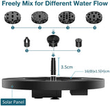 AISITIN 1.5W Solar Fountain Pump, with 6 nozzles Solar Bird Bath Fountain, Water Pump Floating Fountains Suitable for Ponds