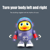 34/5000    Electric robot Duck toy dance walk space Duck educational toy play with music light interactive singing toy