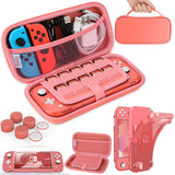 HEYSTOP Compatible with Switch Lite Carrying Case, Switch Lite Case with Soft TPU Protective Case Games Card 6 Thumb Grip Caps