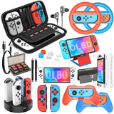 HEYSTOP Switch OLED Accessories Bundle Compatible with 2021 Switch OLED Model, 25 in 1Accessories Gift Kit with Carrying Case
