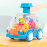 Children press gear transparent car inertia slide recovery car toy puzzle car
