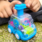 Children press gear transparent car inertia slide recovery car toy puzzle car